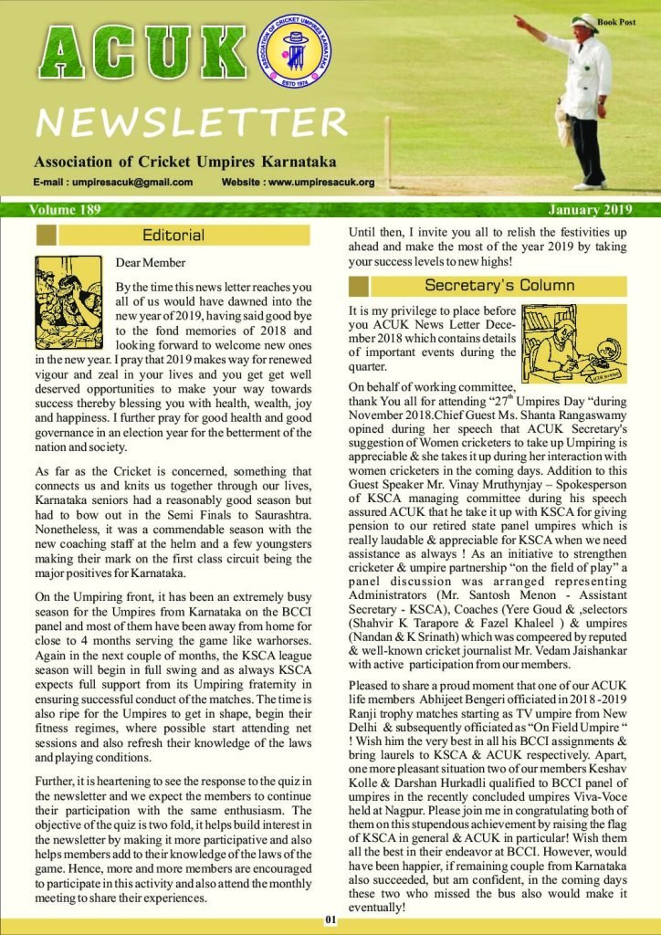 News Letter - January 2019