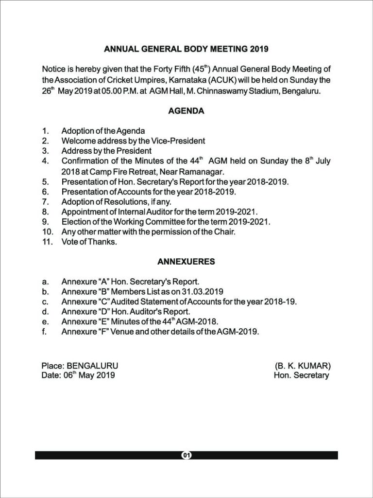 AGM Notice 2019