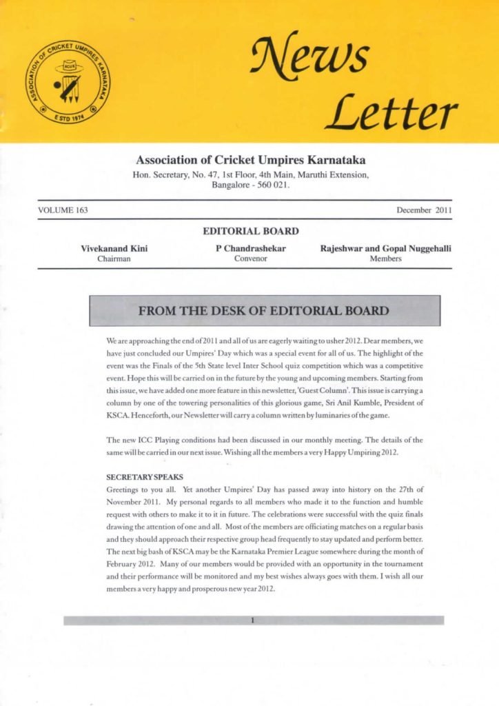 News Letter - December 2011