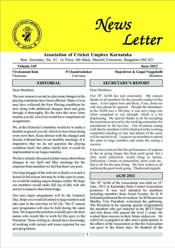 News Letter - June 2012