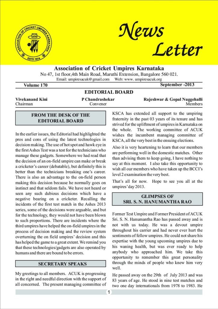 News Letter - Sep 2013