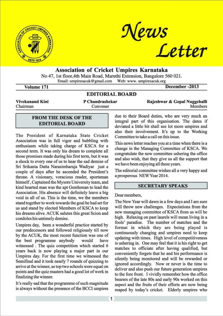 News Letter - December 2013