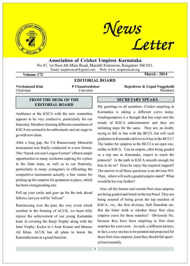 News Letter - March 2014
