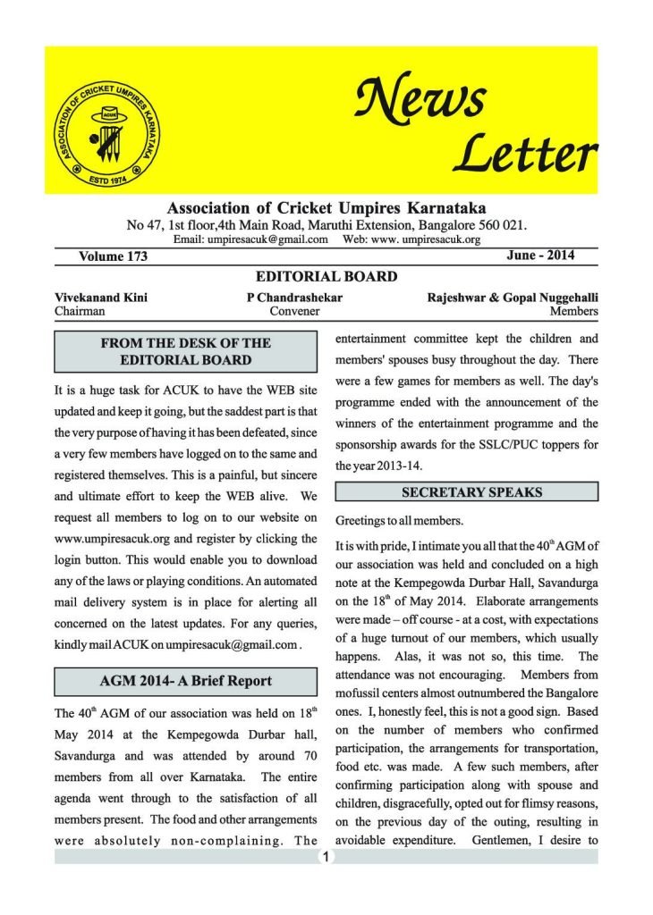 News Letter - June 2014