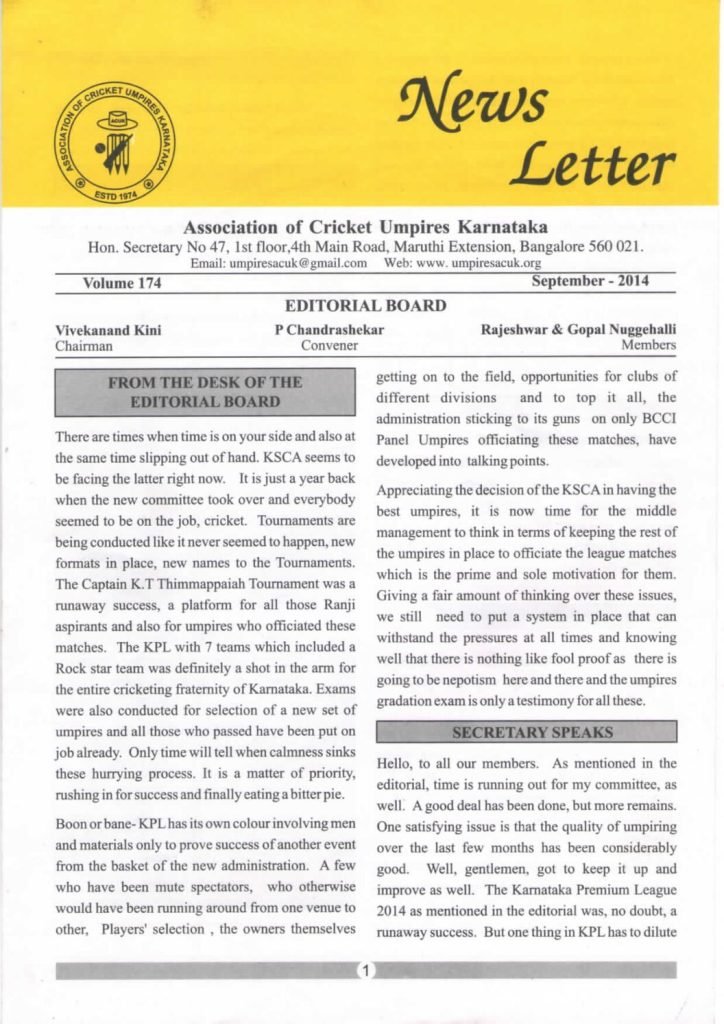 News Letter - Sep 2014