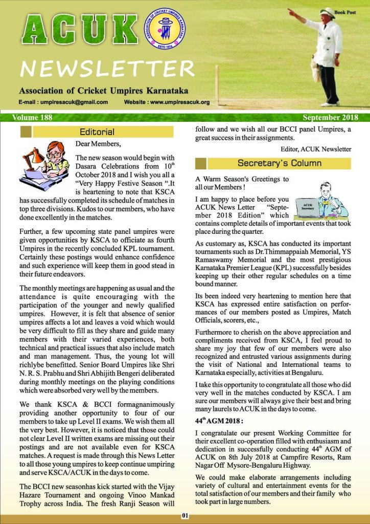 News Letter - Sep 2018